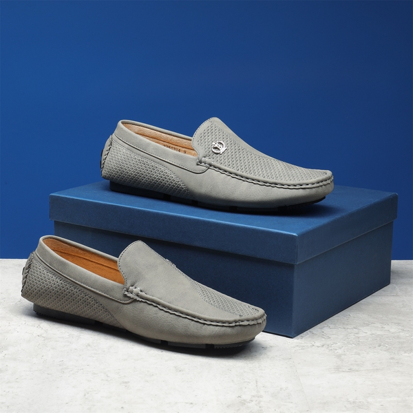 Men's Versatile PU Leather Casual Loafers - GREY - 6